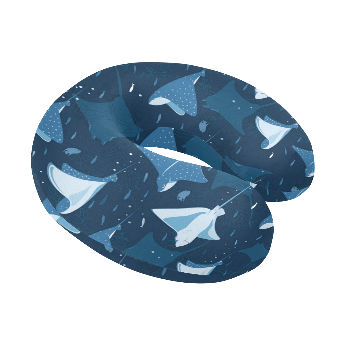 Manta Ray Pattern Print Design 02 U-Shaped Travel Neck Pillow