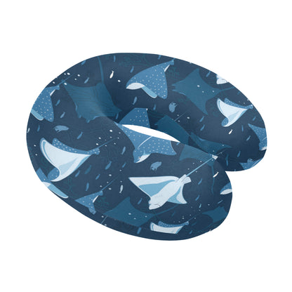 Manta Ray Pattern Print Design 02 U-Shaped Travel Neck Pillow