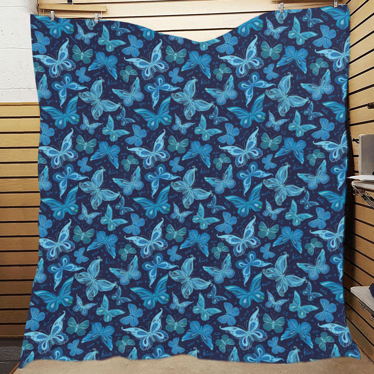 Butterfly Pattern Print Design 03 Premium Quilt