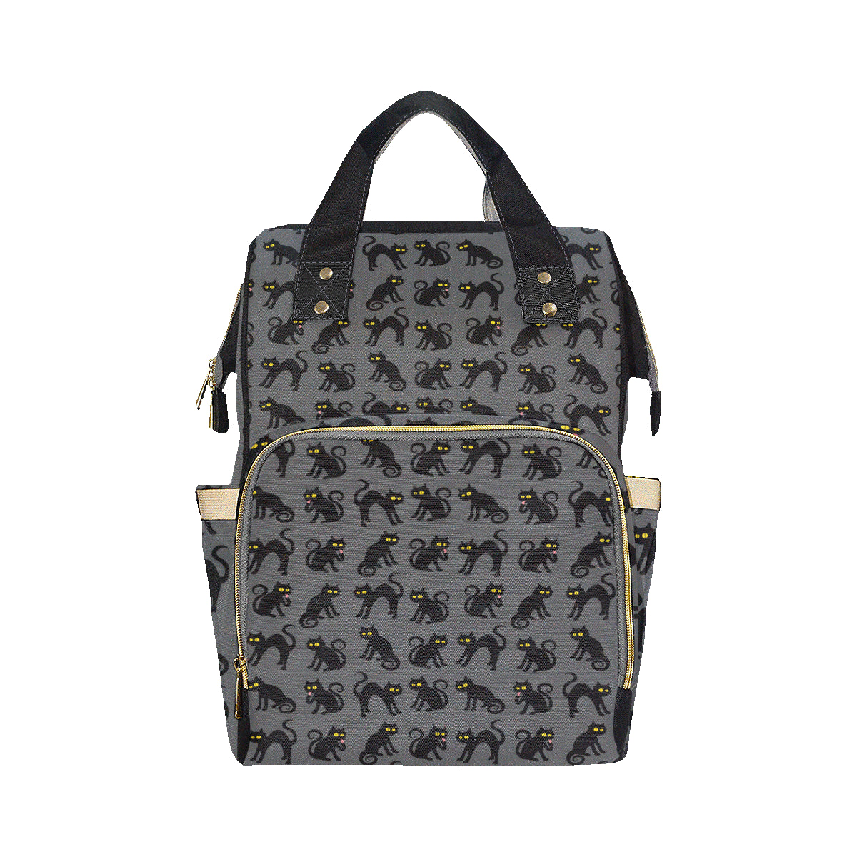 Black Cat Cute Print Pattern Diaper Bag Backpack