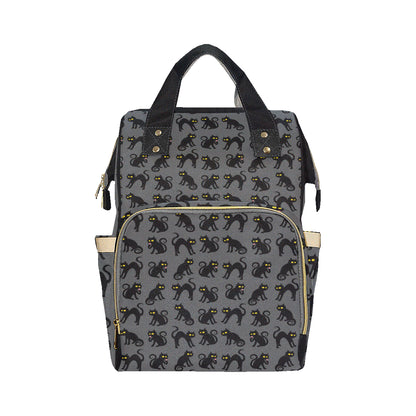 Black Cat Cute Print Pattern Diaper Bag Backpack
