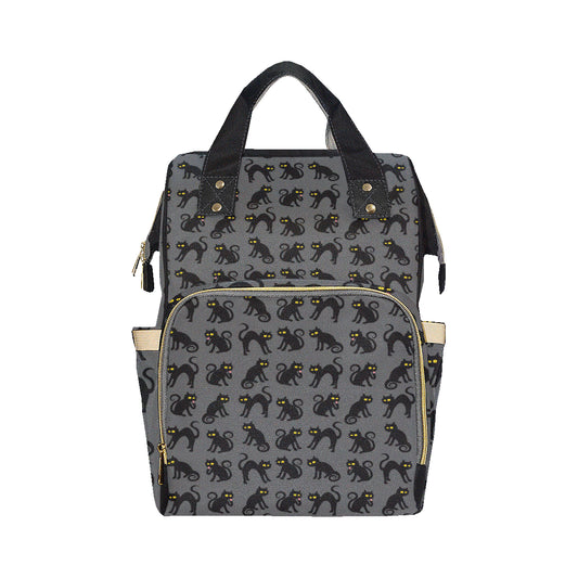 Black Cat Cute Print Pattern Diaper Bag Backpack