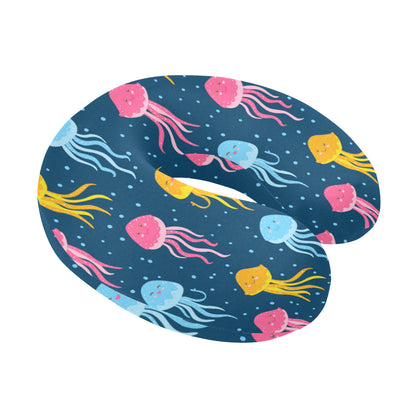 Jellyfish Pattern Print Design 04 U-Shaped Travel Neck Pillow