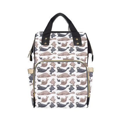 Sea Lion Pattern Print Design 02 Diaper Bag Backpack