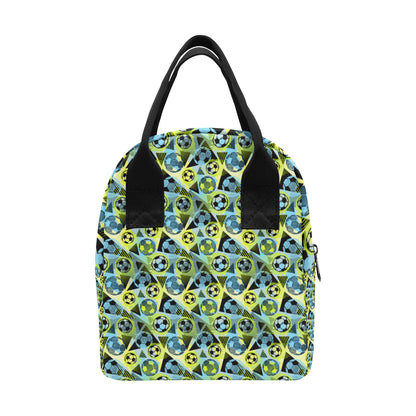Soccer Ball Themed Print Design Insulated Lunch Bag