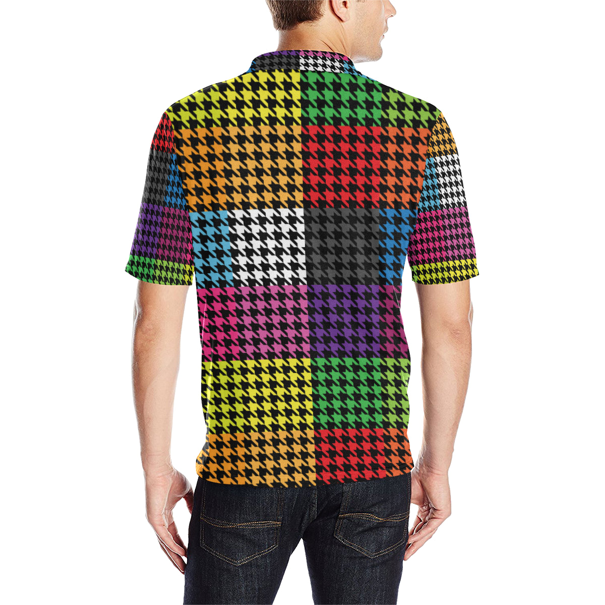 Houndstooth Colorful Pattern Print Design 01 Men Polo Shirt