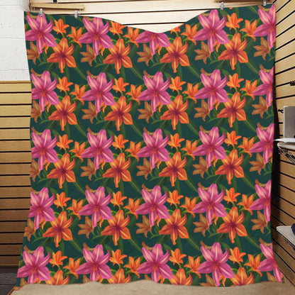 Amaryllis Pattern Print Design AL01 Premium Quilt