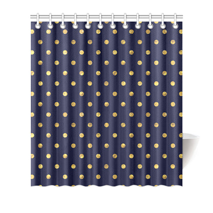 Polka Dot Gold Blue Pattern Print Design 02 Shower Curtain
