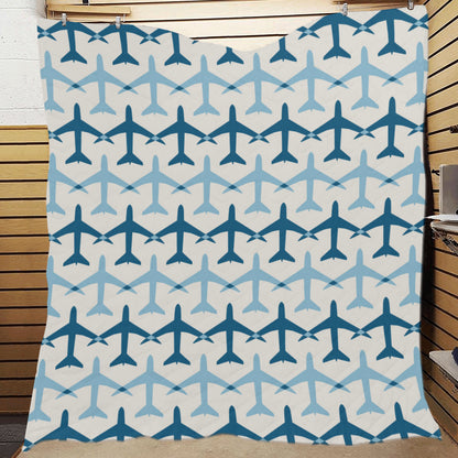 Airplane Pattern Print Design 04 Premium Quilt