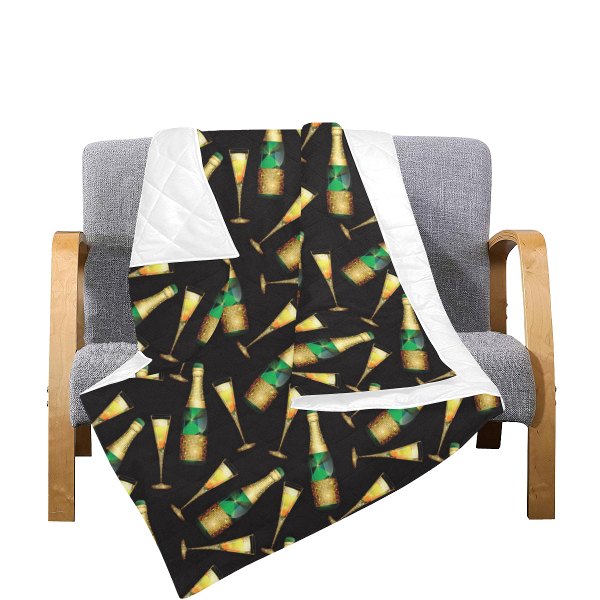 Champagne Pattern Print Design 02 Premium Quilt