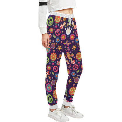 Flower Power Peace Design Print Unisex Sweatpants