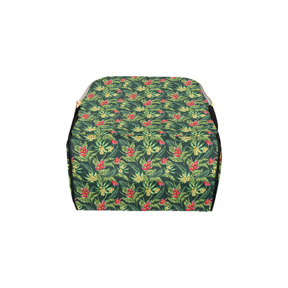 Tropical Folower Red Heliconia Print Diaper Bag Backpack