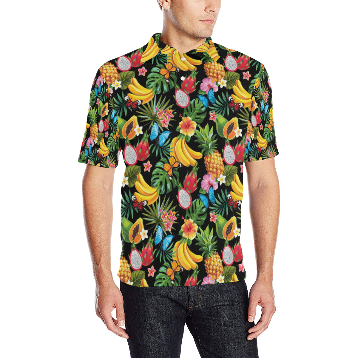 Tropical Fruits Pattern Print Design TF04 Men Polo Shirt