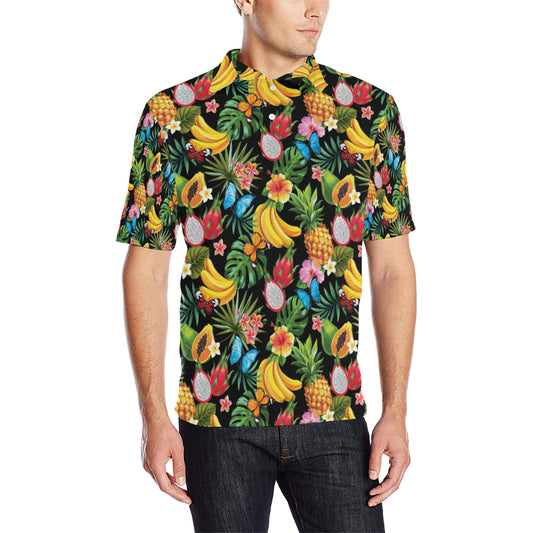 Tropical Fruits Pattern Print Design TF04 Men Polo Shirt