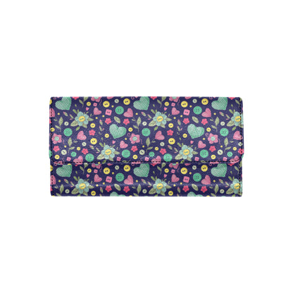 Crochet Pattern Print Design 02 Women's Trifold Wallet