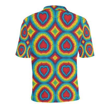 Tie Dye Heart shape Men Polo Shirt