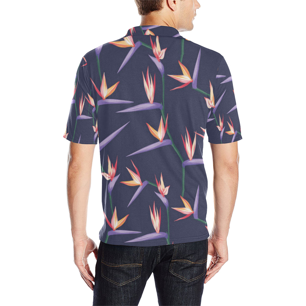 Bird Of Paradise Pattern Print Design BOP015 Men Polo Shirt
