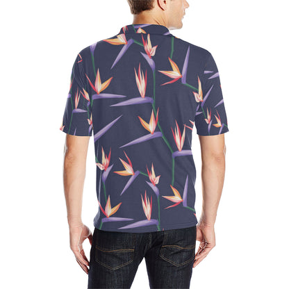 Bird Of Paradise Pattern Print Design BOP015 Men Polo Shirt