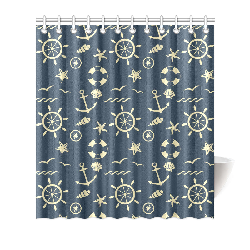 Nautical Pattern Print Design A01 Shower Curtain