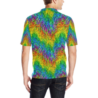 Rainbow Fur Design Print Men Polo Shirt