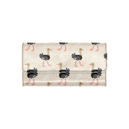 Ostrich Pattern Print Design 02 Women's Trifold Wallet