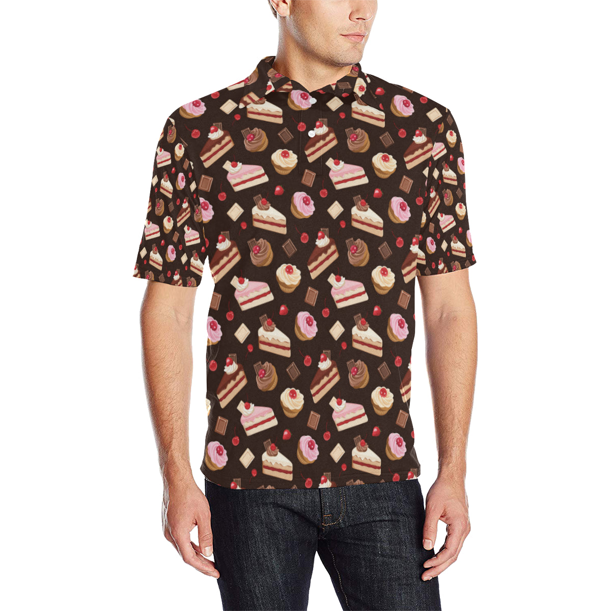 Cake Pattern Print Design 04 Men Polo Shirt