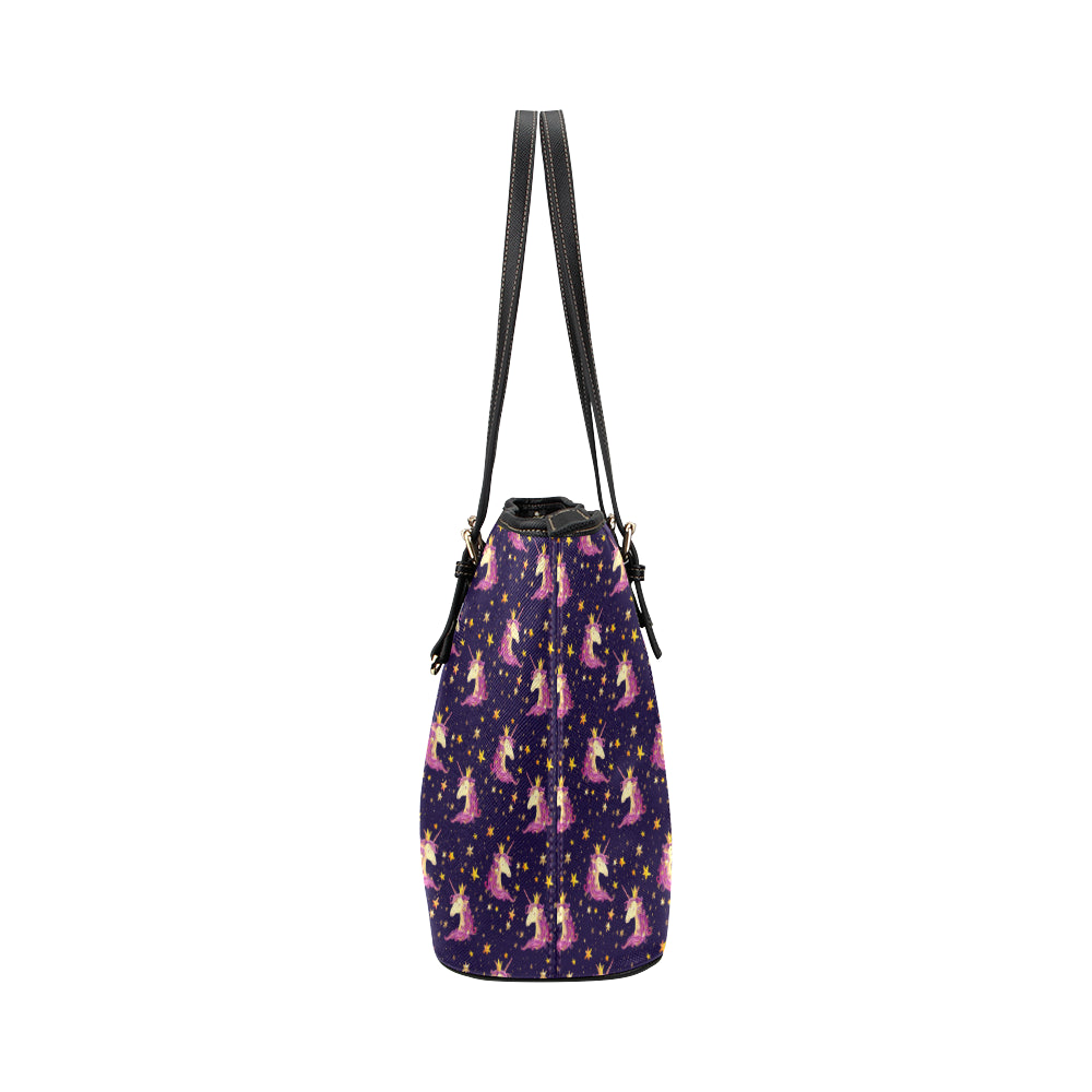 Unicorn Princess Star Sparkle Leather Tote Bag