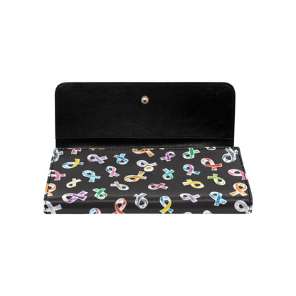 Cancer Awareness Pattern Print Design 02 Women's Trifold Wallet
