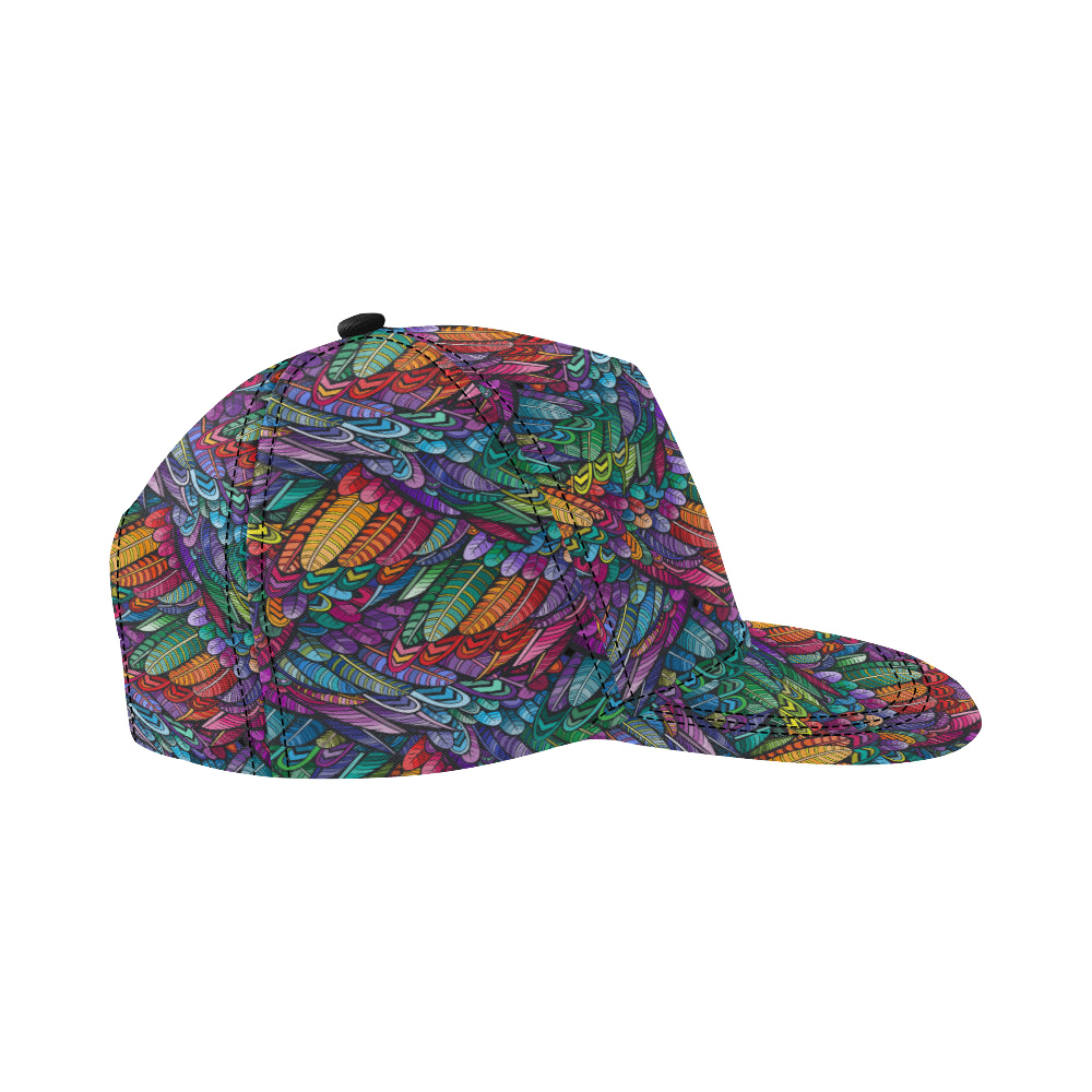 Feather Multicolor Design Print Snapback Cap