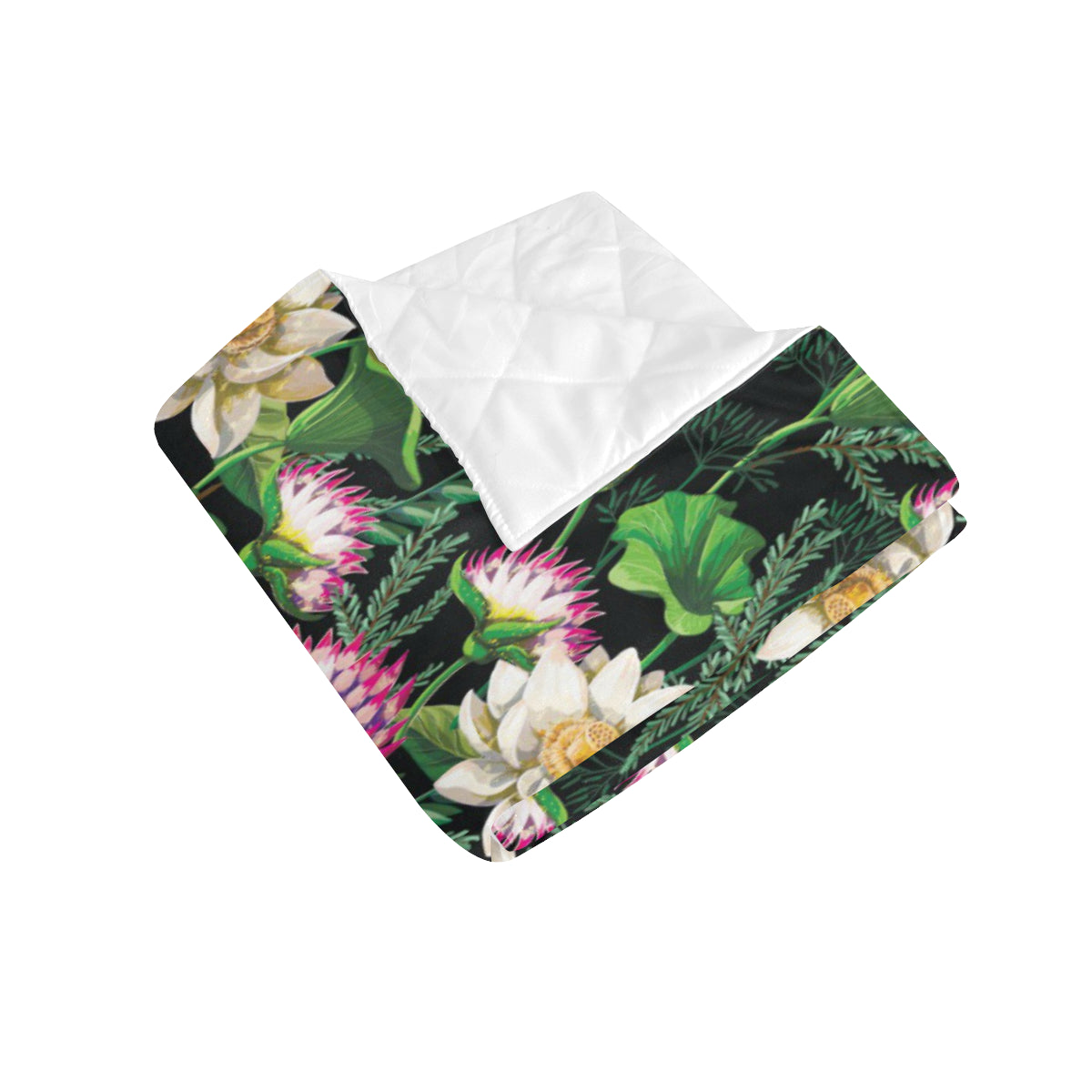 Water Lily Pattern Print Design WL010 Premium Quilt