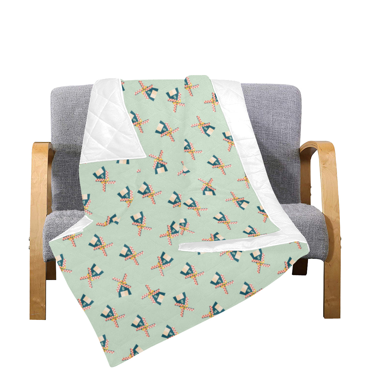 Windmill Pattern Print Design 02 Premium Quilt
