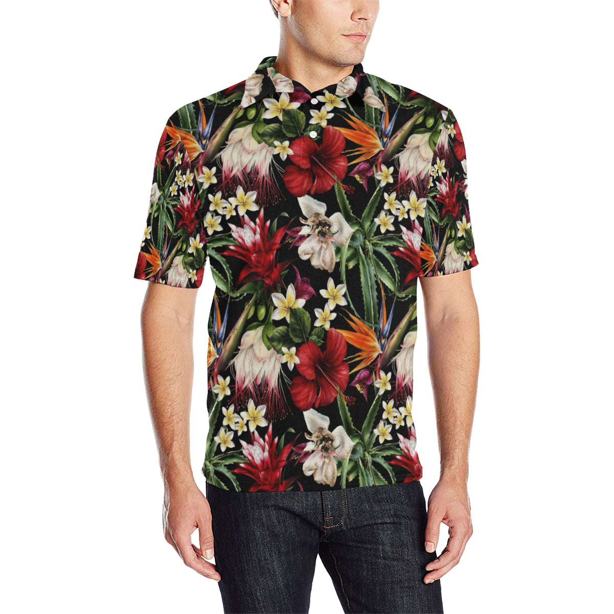 Summer Floral Pattern Print Design SF03 Men Polo Shirt
