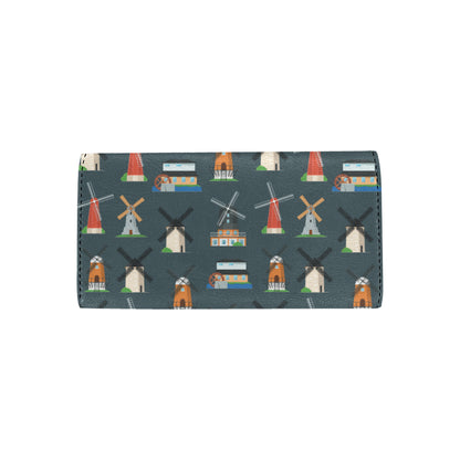 Windmill Pattern Print Design 04 Women's Trifold Wallet