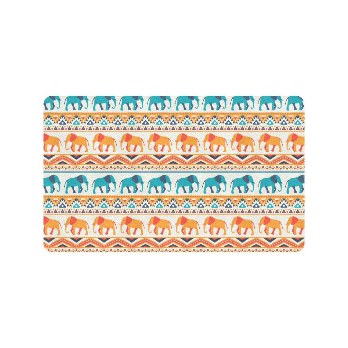 Elephant Aztec Ethnic Print Pattern Rubber Doormat