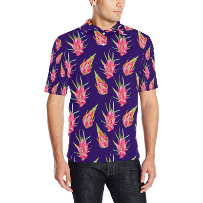 Dragonfruit Pattern Print Design DF02 Men Polo Shirt