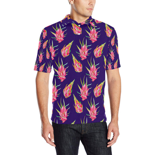Dragonfruit Pattern Print Design DF02 Men Polo Shirt