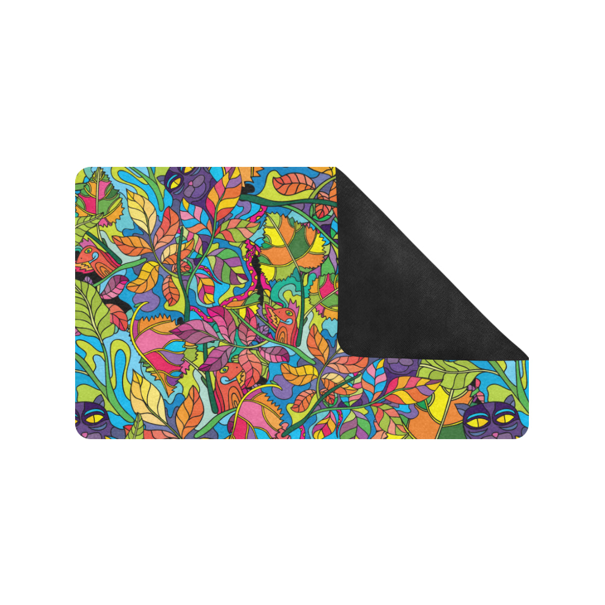 Psychedelic Trippy Flower Print Rubber Doormat