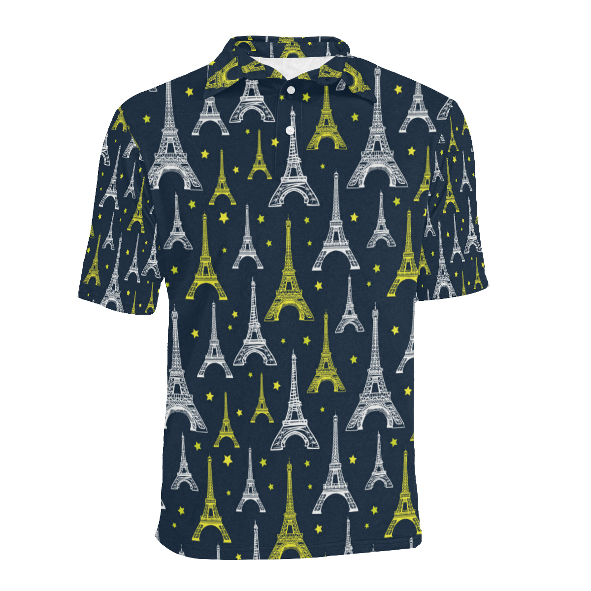 Eiffel Tower Star Print Men Polo Shirt