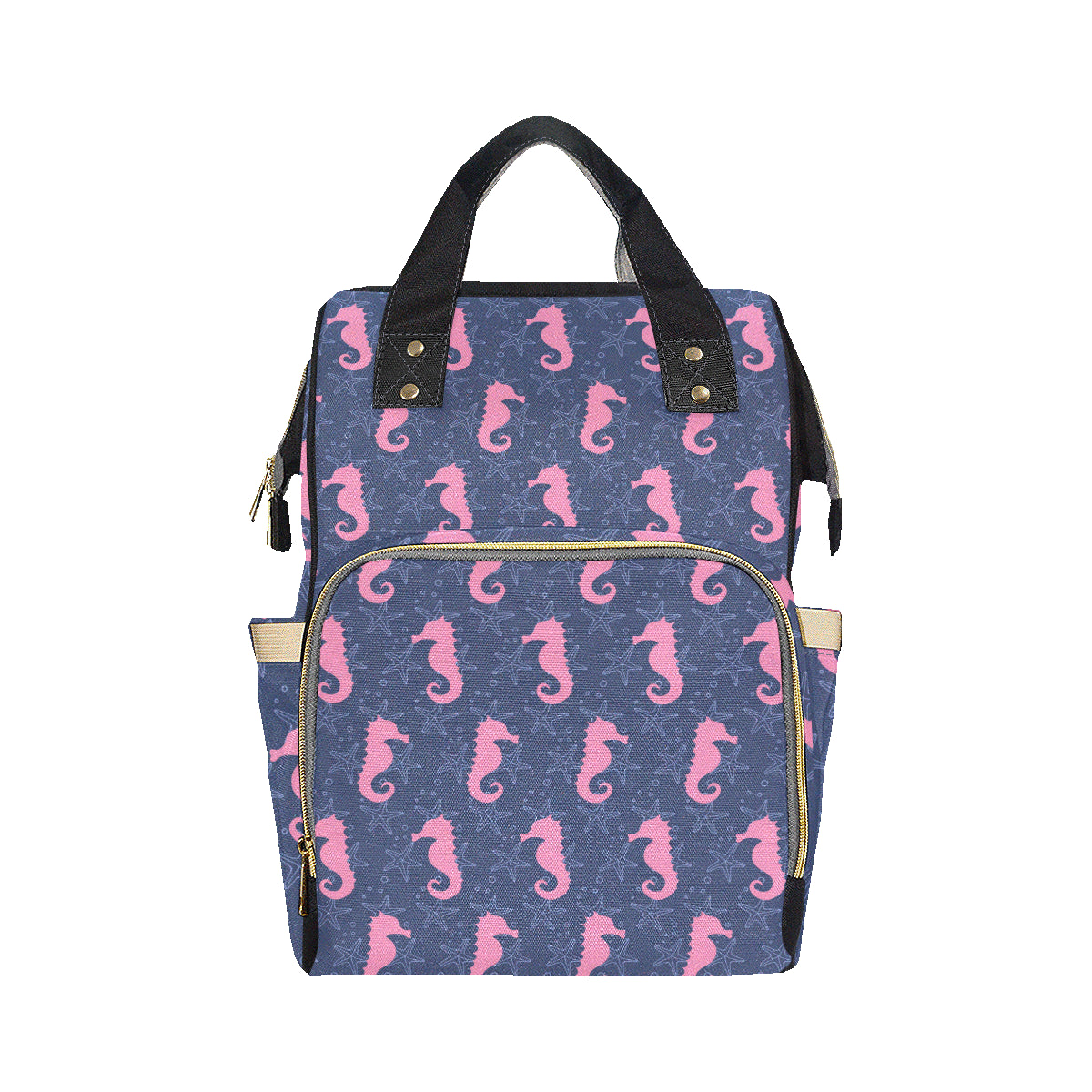SeaHorse Pink Pattern Print Design 02 Diaper Bag Backpack