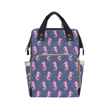 SeaHorse Pink Pattern Print Design 02 Diaper Bag Backpack