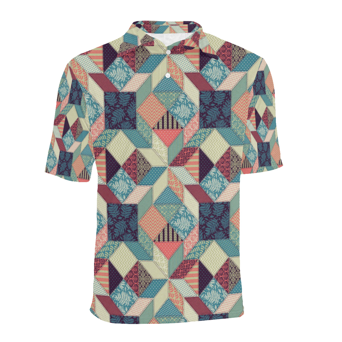 Patchwork Pattern Print Design 02 Men Polo Shirt