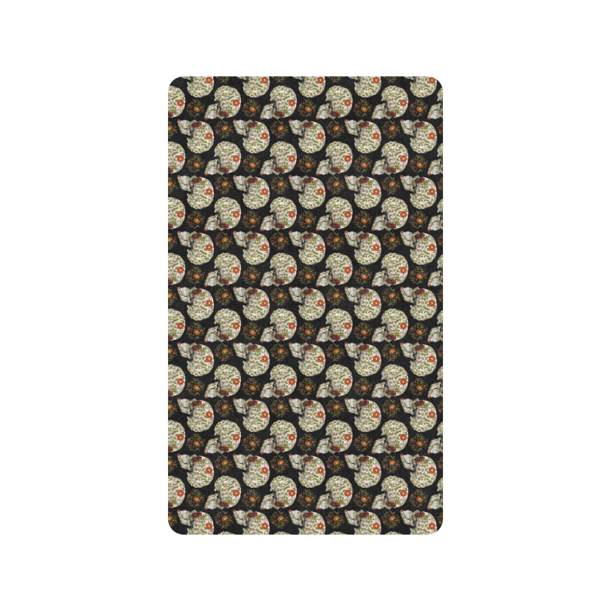 Sugar Skull Flower Design Themed Print Rubber Doormat
