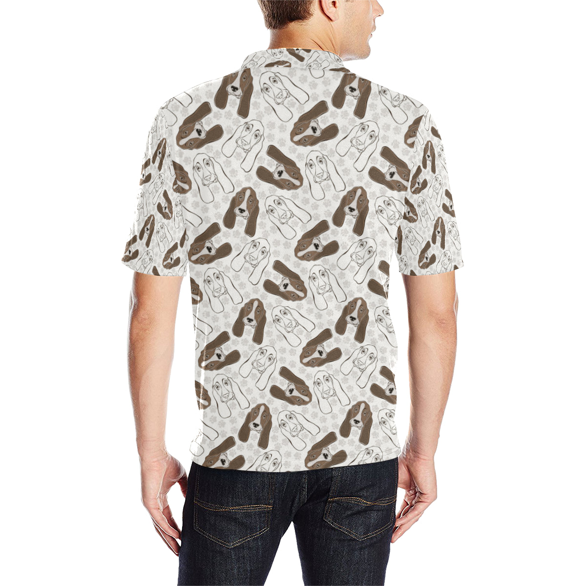 Basset Hound Pattern Print Design 01 Men Polo Shirt