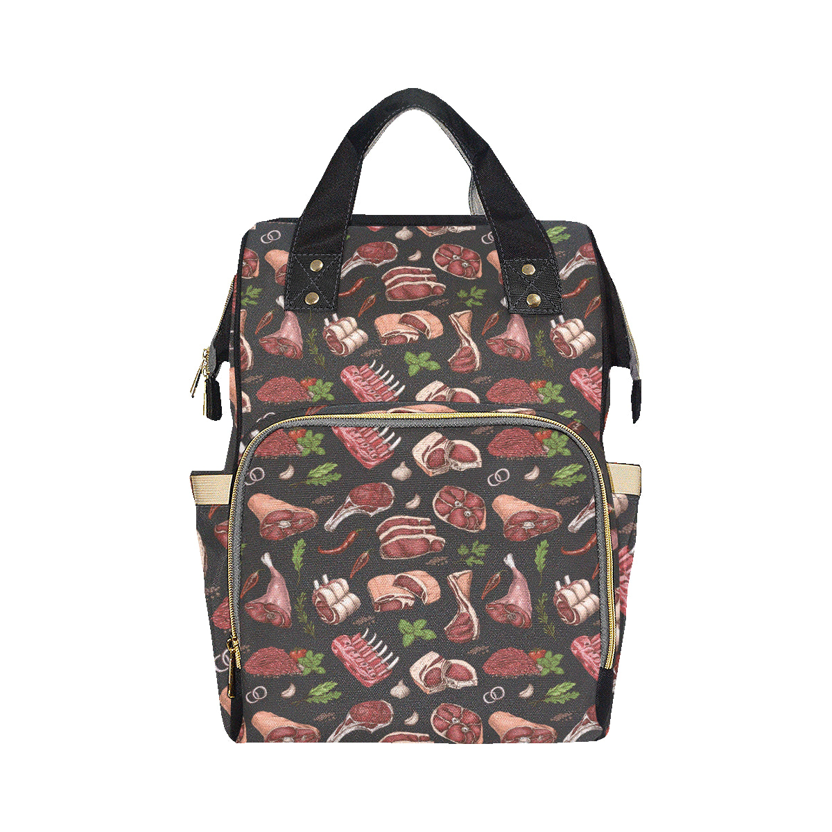 Meat Pattern Print Design 02 Diaper Bag Backpack
