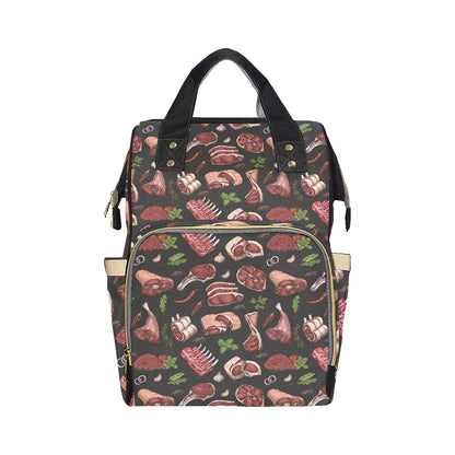 Meat Pattern Print Design 02 Diaper Bag Backpack