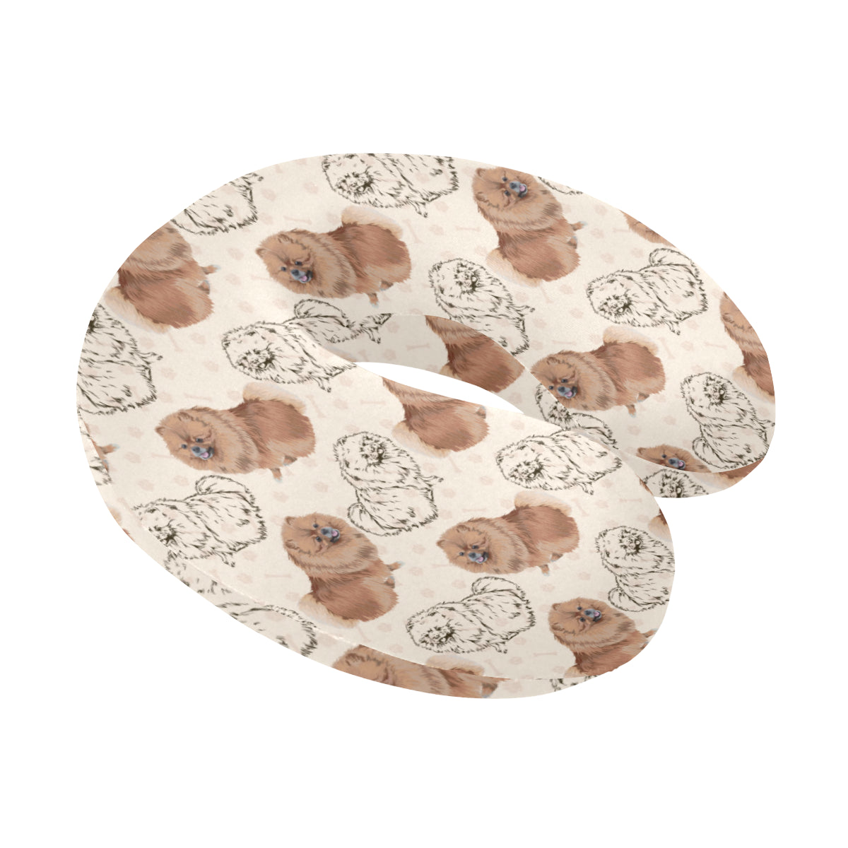 Pomeranians Pattern Print Design A01 U-Shaped Travel Neck Pillow