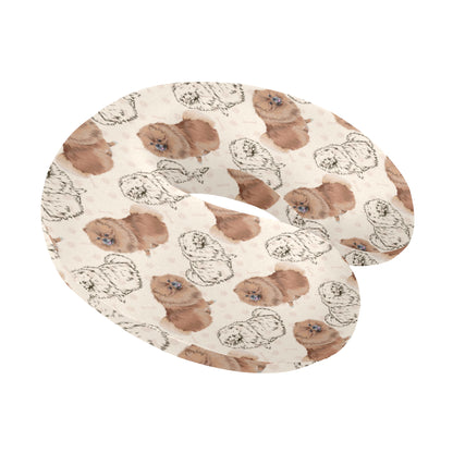 Pomeranians Pattern Print Design A01 U-Shaped Travel Neck Pillow