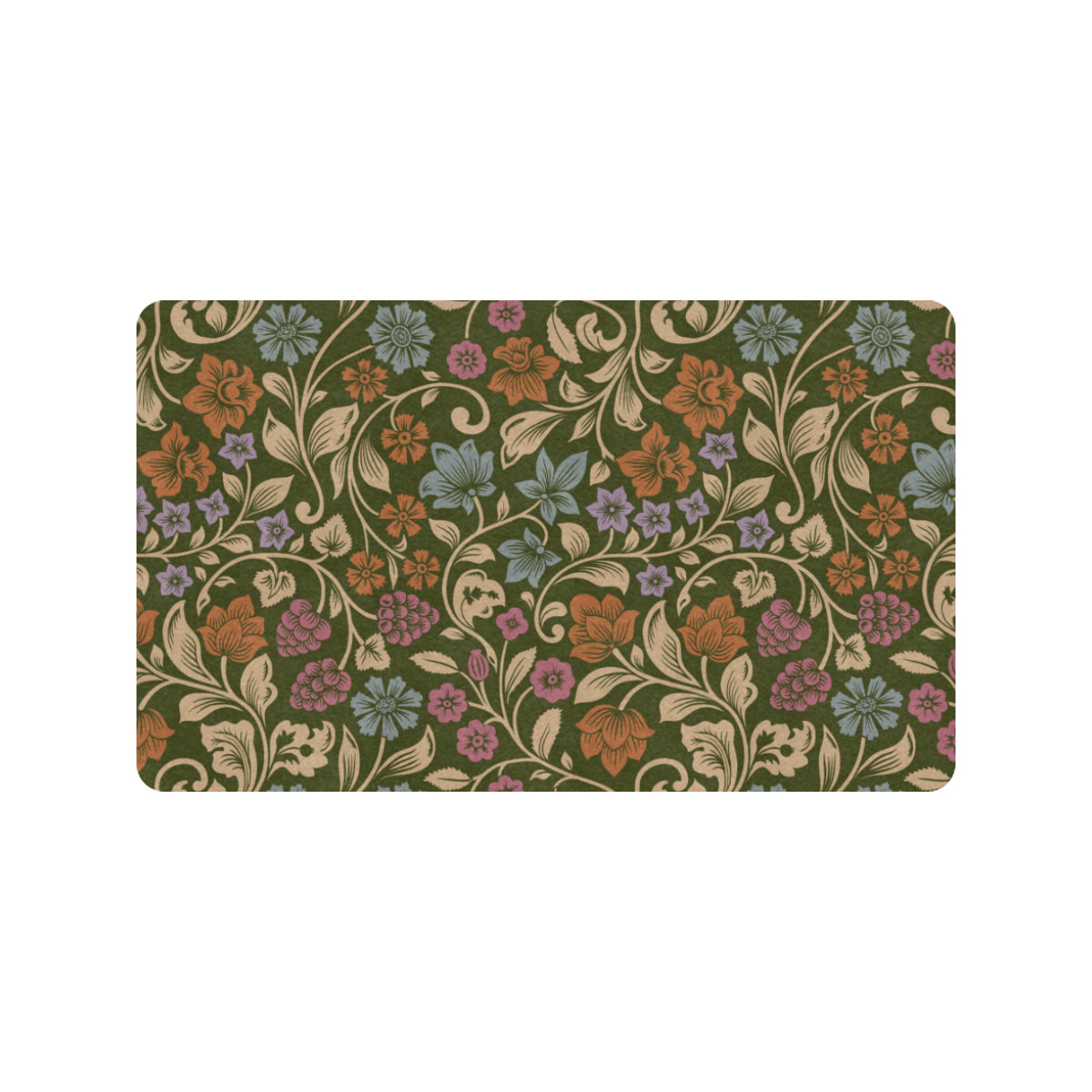 Floral Vintage Print Pattern Rubber Doormat