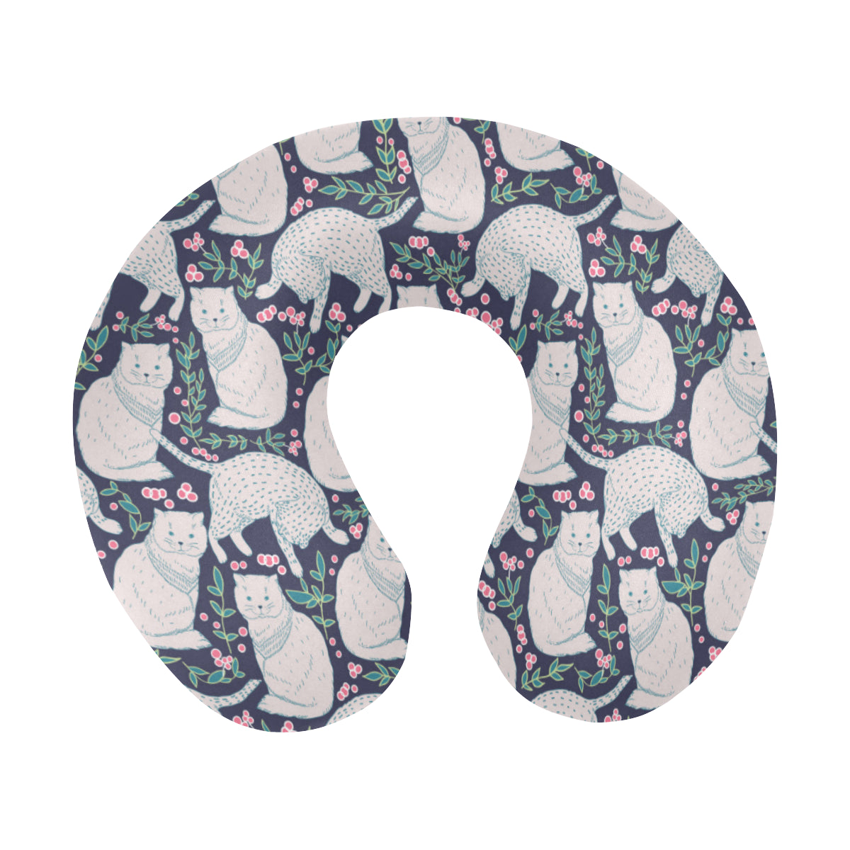 Cat Pattern Print Design 06 U-Shaped Travel Neck Pillow