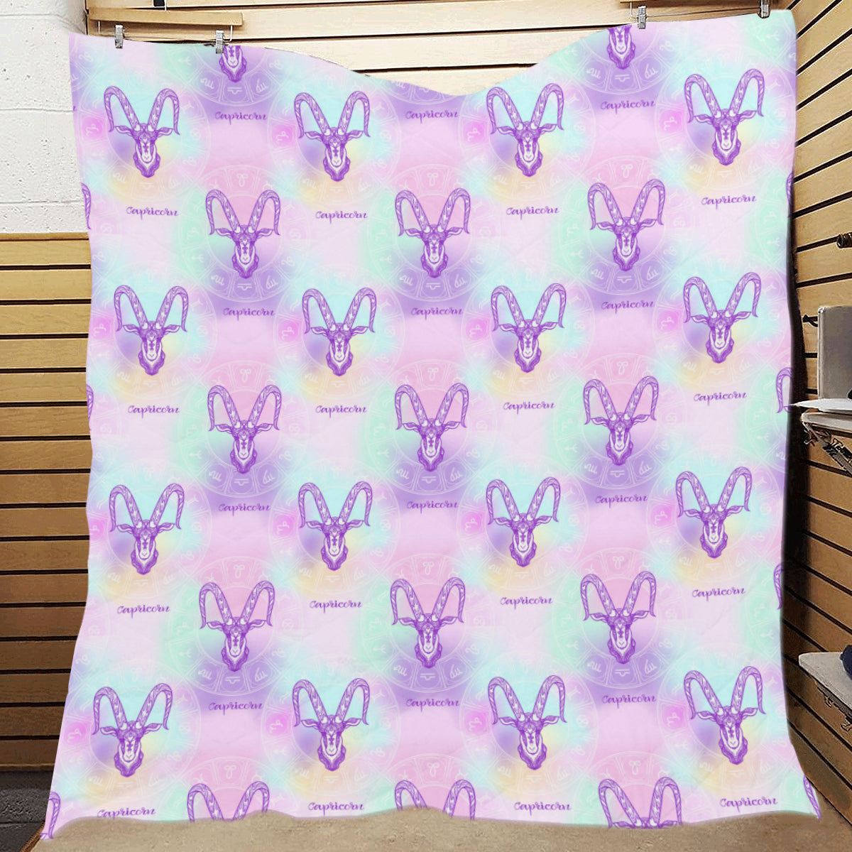 Capricorn Zodiac Pattern Print Design 02 Premium Quilt